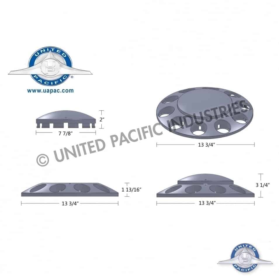 United Pacfic Chrome Dome Front Semi Truck Axle Cover w/ 33mm Nut Cover 2 United Pacfic Chrome Dome Front Semi Truck Axle Cover w/ 33mm Nut Cover - Image 2